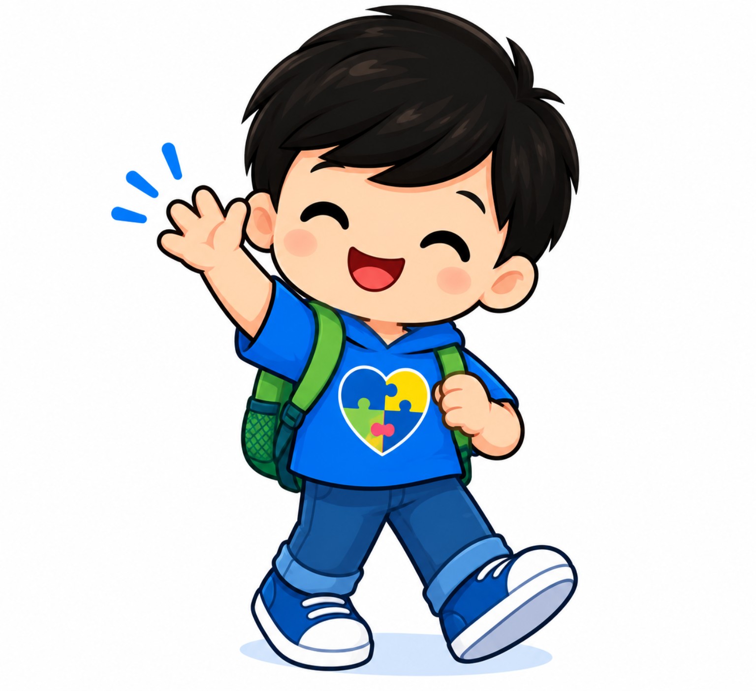 Ilustración de niño saludando